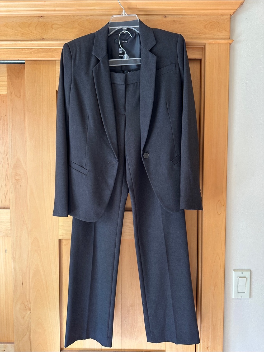Aqua Dark Gray Women's Two-Piece Suit Jacket & Pants